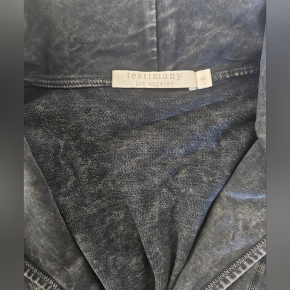 TESTIMONY Victorian Gold Button Jacket Womens Sz S Black Acid Wash French Terry. - Picture 14 of 16